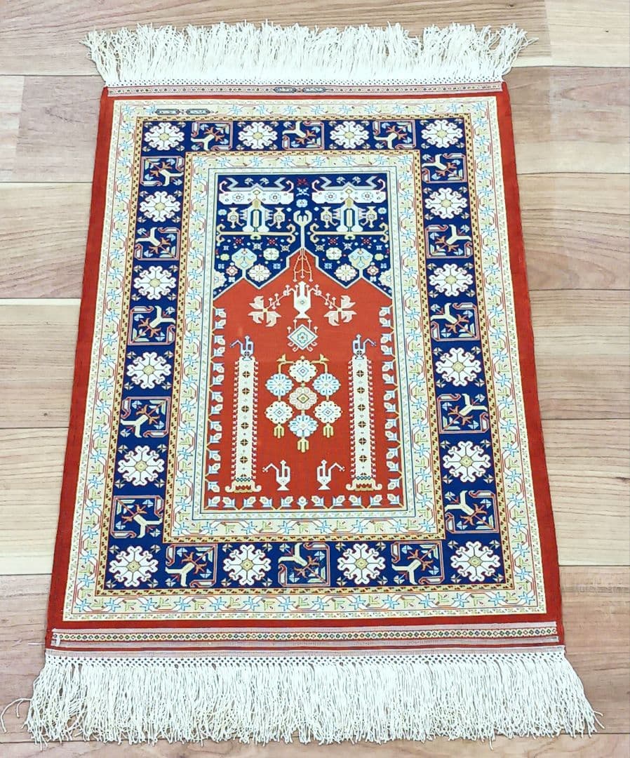 Y3284 トルコ絨毯 ヘレケ シルク100% 手織144万ノット 工房サイン