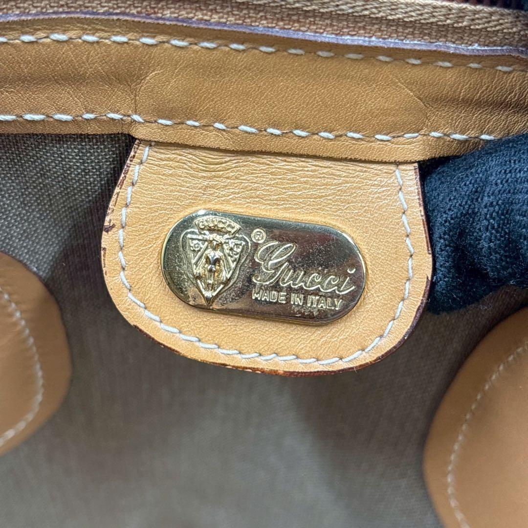 ✨美品✨GUCCI シェリーライン GG ブラウン レザー ボストンバッグ ロゴ
