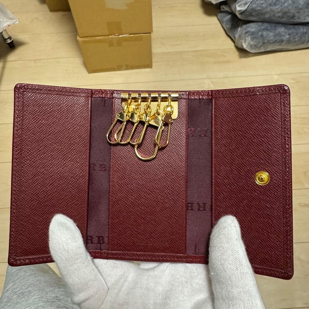 【新品】BURBERRY バーバリー 5連 キーケース ボルドー　ノバチェック