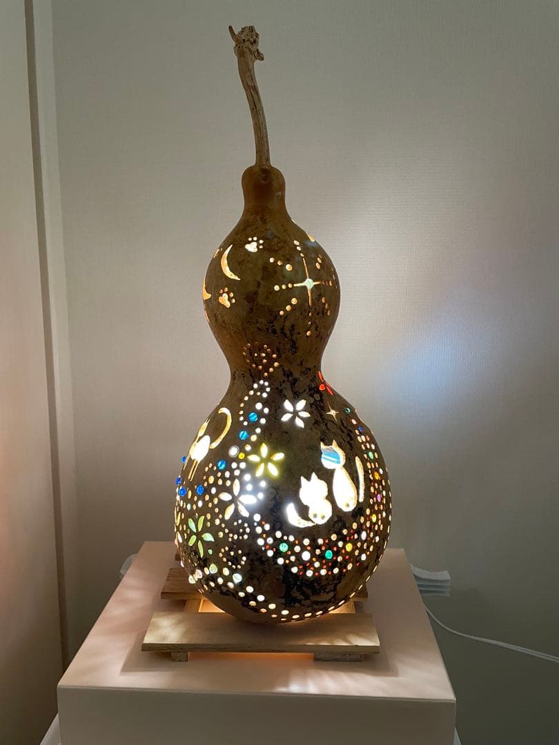 ひょうたんランプ　月と猫