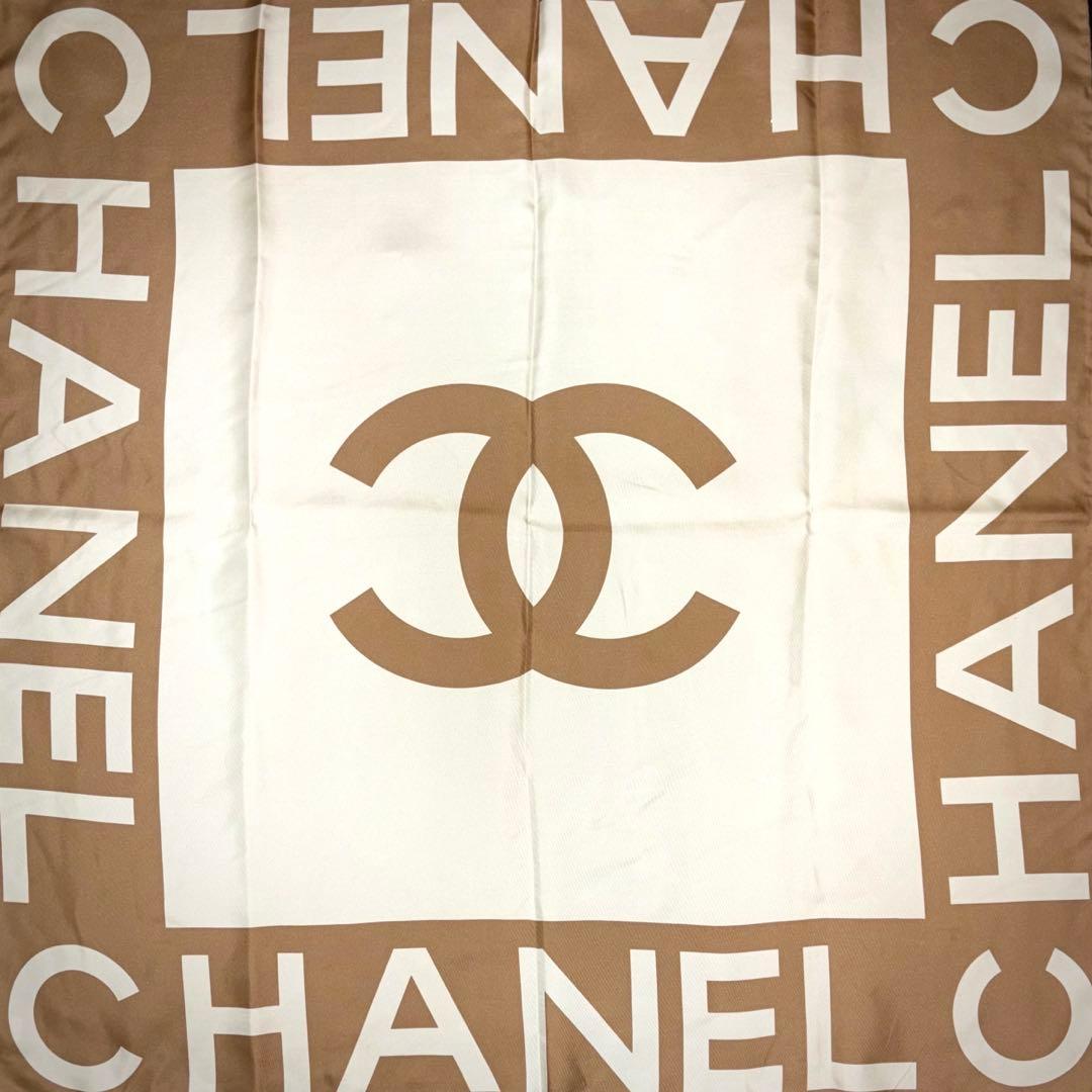 正規品 CHANEL シャネル スカーフ ココマーク ベージュ ホワイト