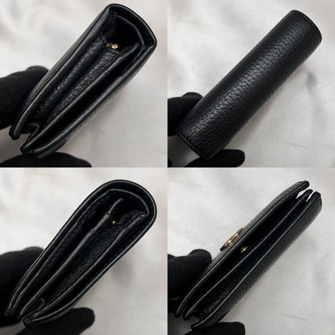 ◇箱・袋付き美品◇グッチ　GGマーモント　456126　二つ折り財布　ブラック