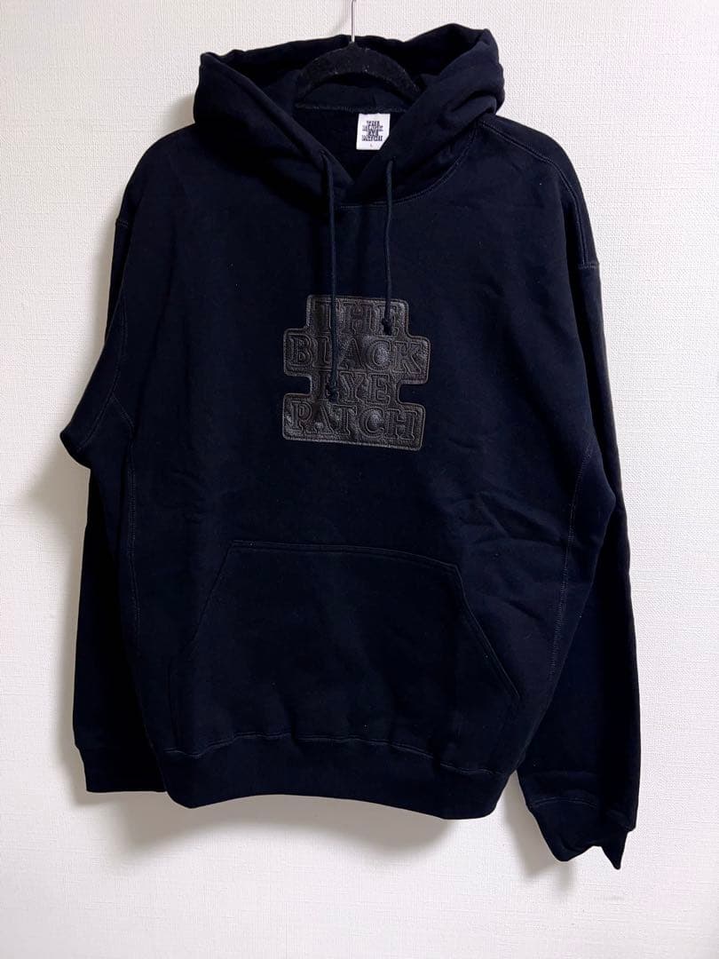 black eye patch ブラックアイパッチ レザー ロゴ パーカー M