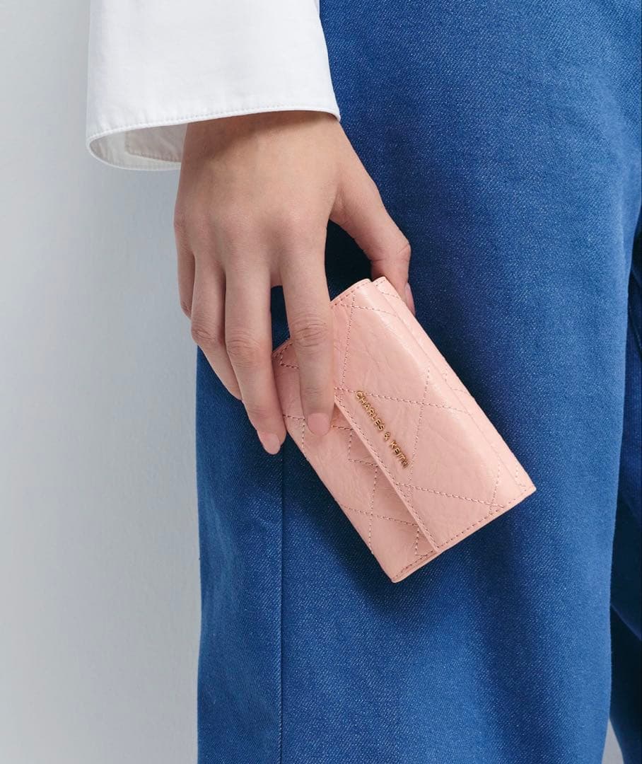 Duo ドゥオ キルトフォルドオーバー ウォレット　ライトピンク