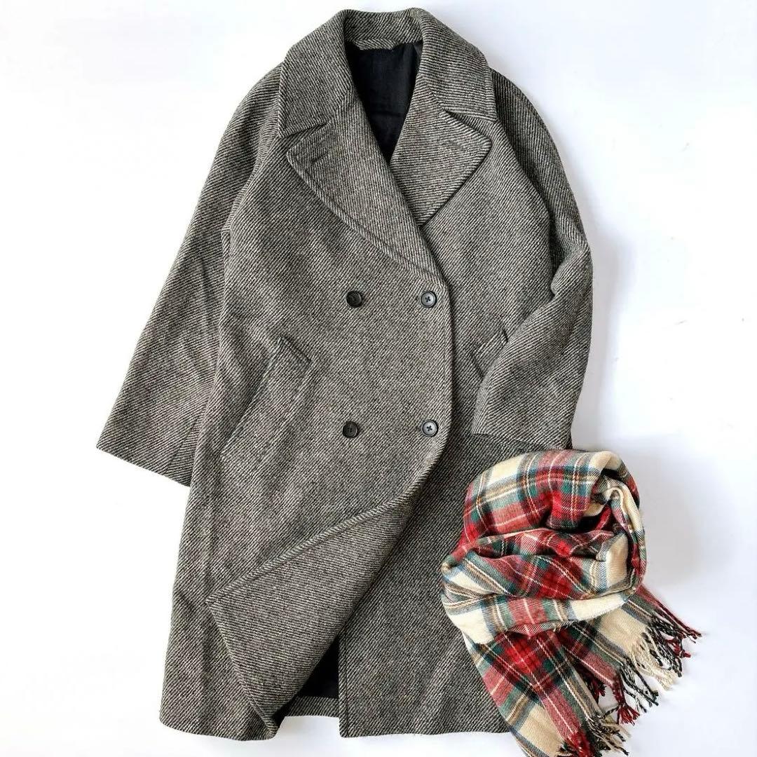 美品⁑マーガレットハウエル　ソフトツイード ダブルブレストチェスターコート　0