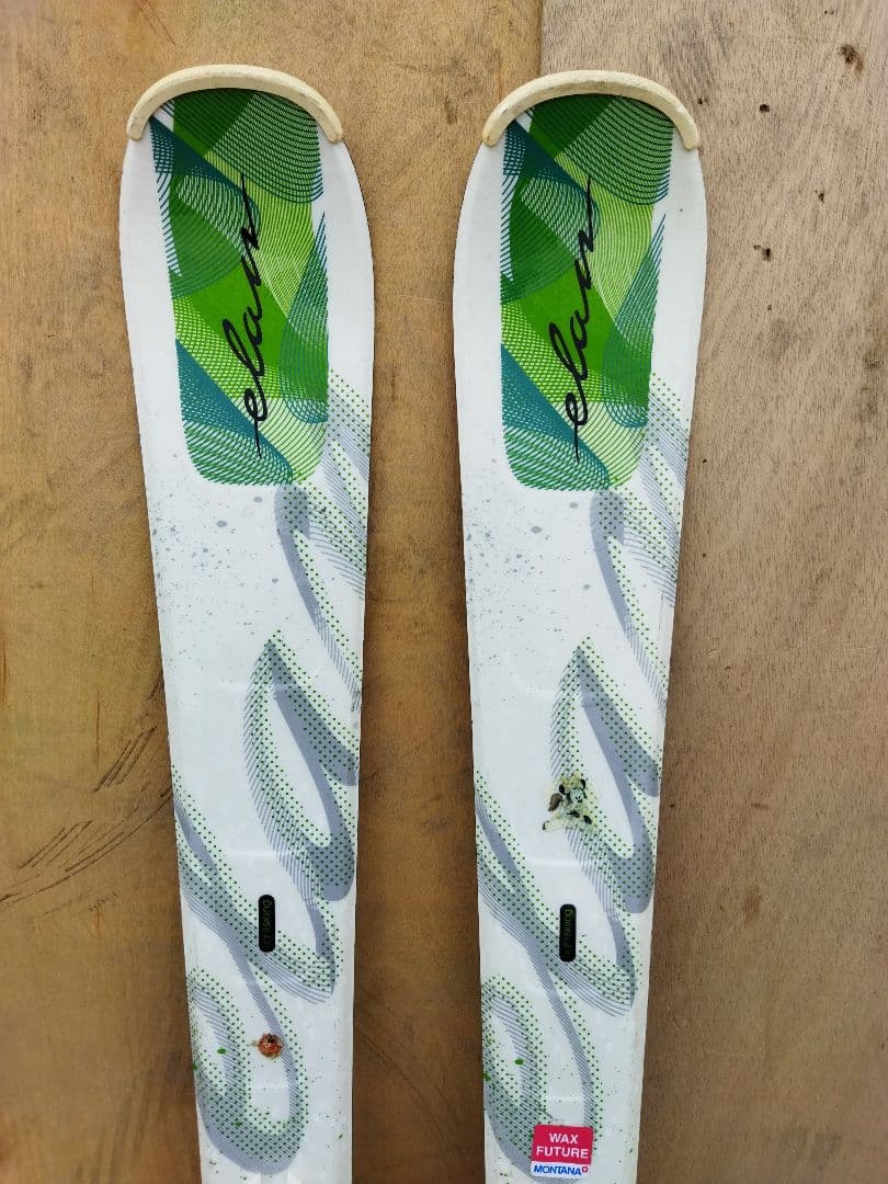 エラン ELAN スキー板 152 ホワイト グリーン バインディング付き
