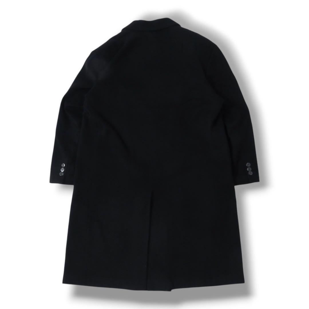 定価13万 高級 カシミヤ100% ダブル チェスター ロングコート モード 黒