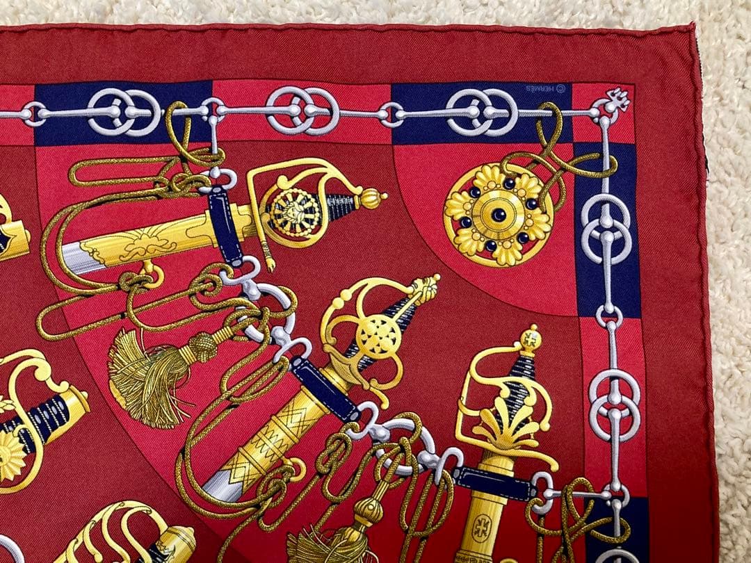 【美品】エルメス HERMES スカーフ プチカレ ボルドー　CLIQUETIS