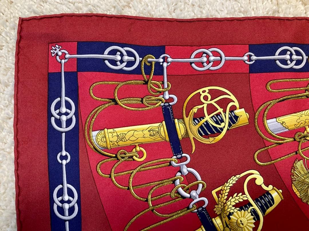 【美品】エルメス HERMES スカーフ プチカレ ボルドー　CLIQUETIS