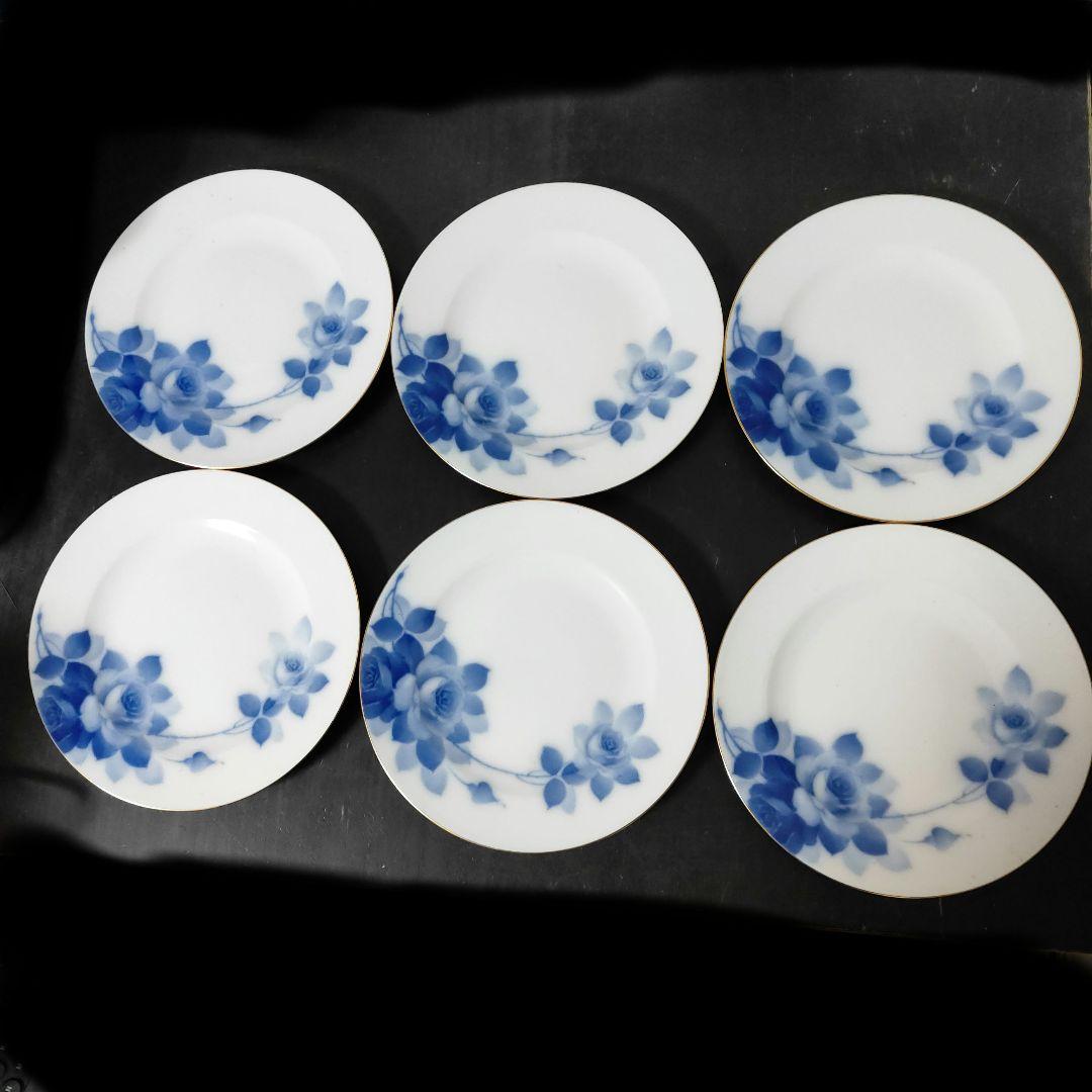 大倉陶園(OKURA) 6枚セット　青い花柄