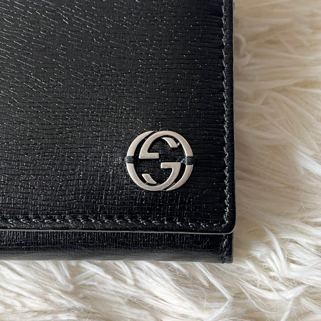 未使用✨グッチ インターロッキング 長財布 二つ折り 本革 ブラック 黒