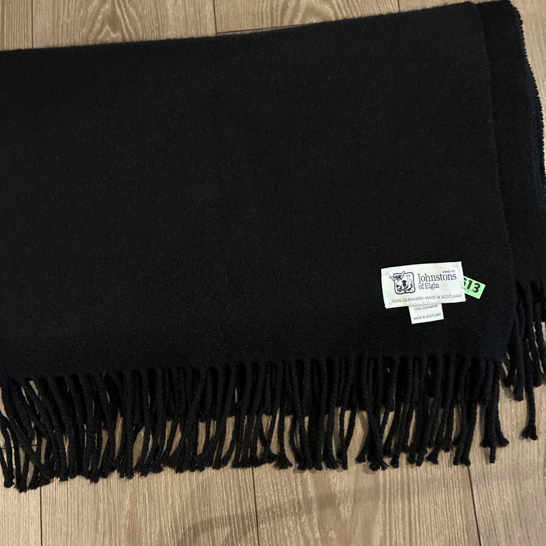 Johnstons of Elgin 100%カシミヤ ストール 黒