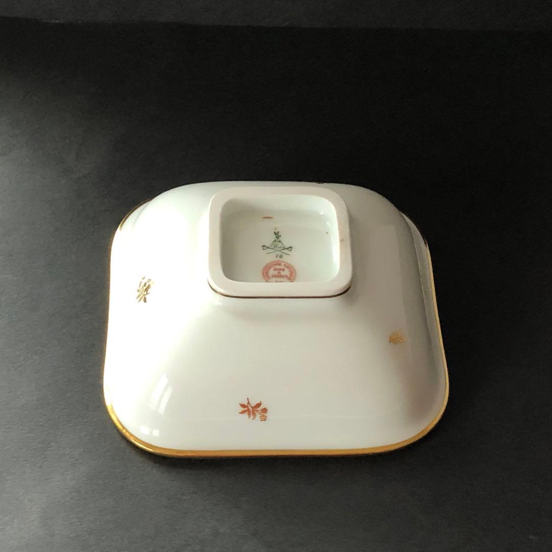 セーブル角形ディッシュ☆白磁金彩☆24K金彩小花紋様☆仏ヴィンテージ未使用
