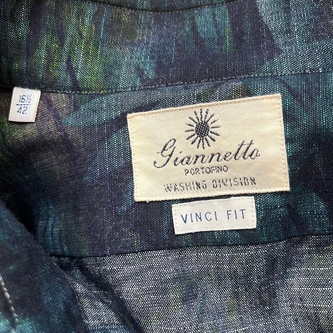 美品 GIANNETTO ( ジャンネット )美光沢 ボタニカル シャツ