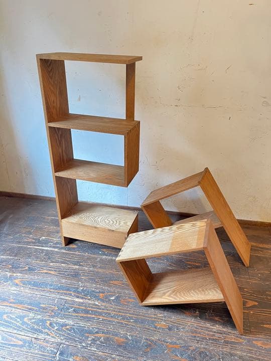 シェルフ ハンドメイド レトロ調 タモ