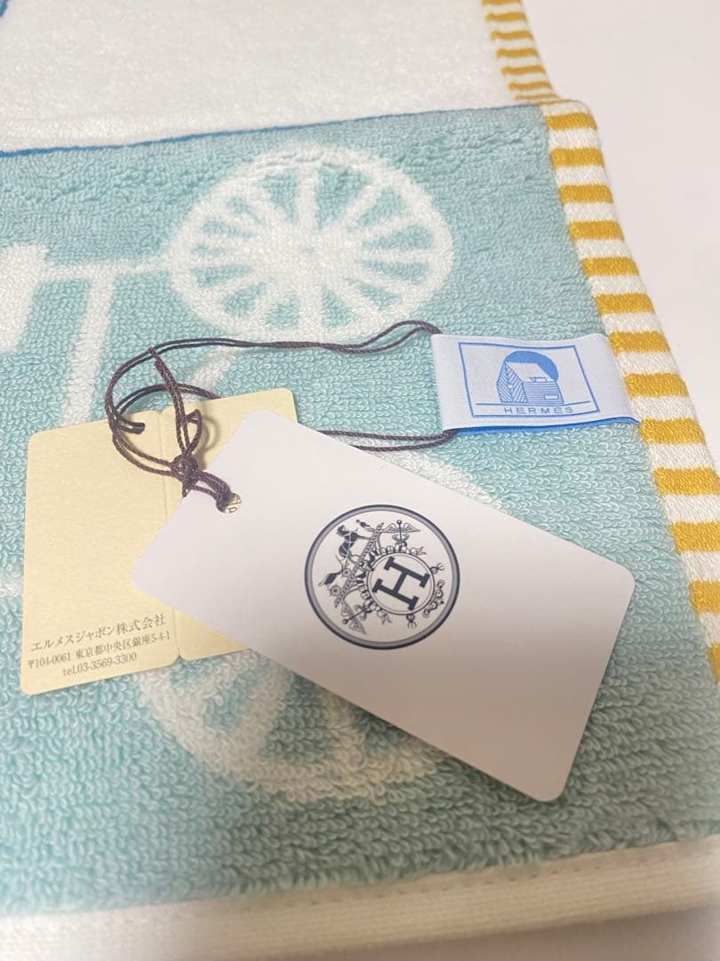 エルメス　HERMES ベビータオル　ハンドタオル　ブルー　青　カバン