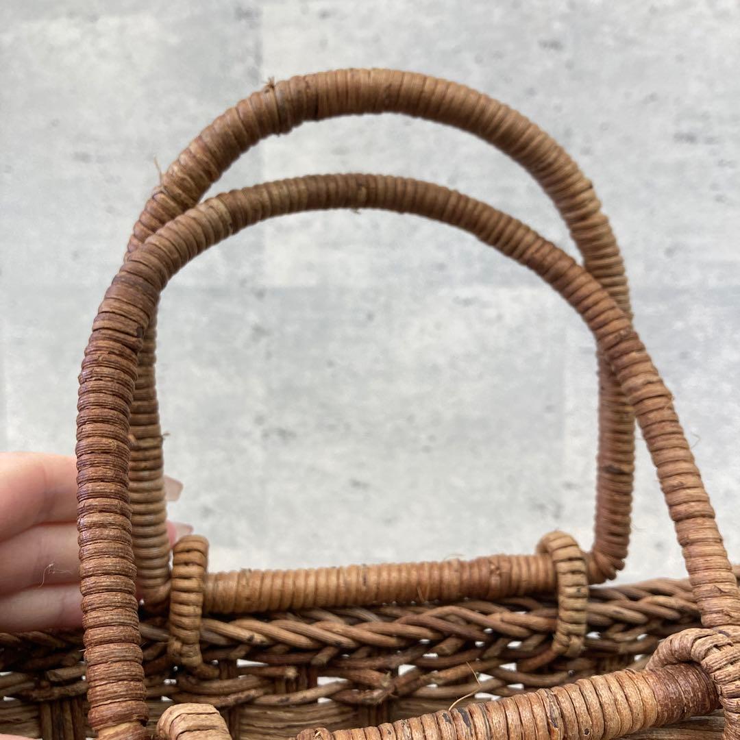レトロ 持ち手付き あけびカゴ バスケット かごバッグ 民芸品 古道具 手提げ籠