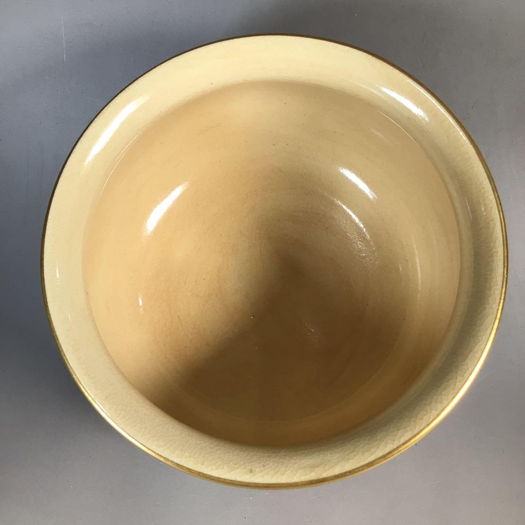 Ｎ３３１　皆具　『森里陶楽造』『仁清写扇面文』『水指　建水　蓋置　杓立』　共箱