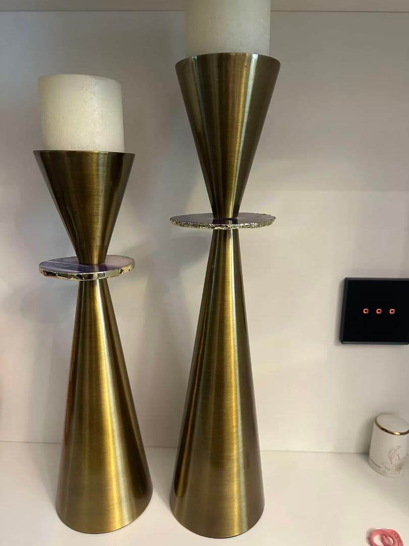 ブラス製コーン型キャンドルホルダーセット