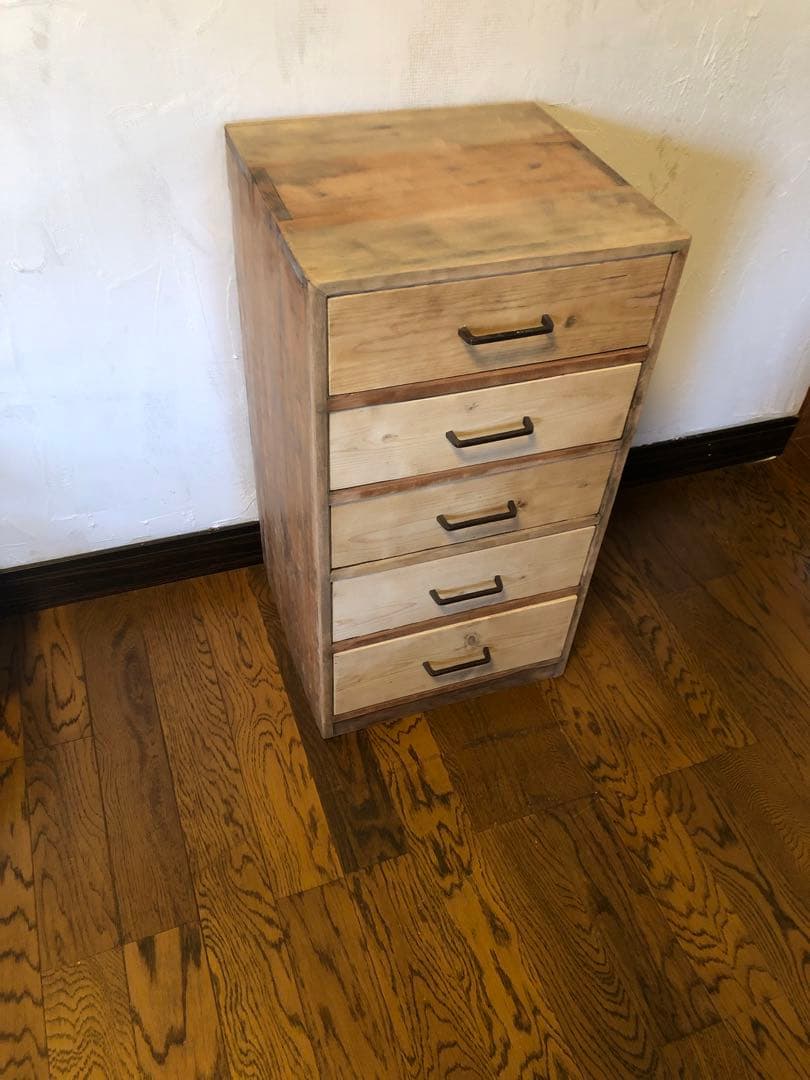 ■レトロ■古い木の５杯引き出し小箪笥　収納