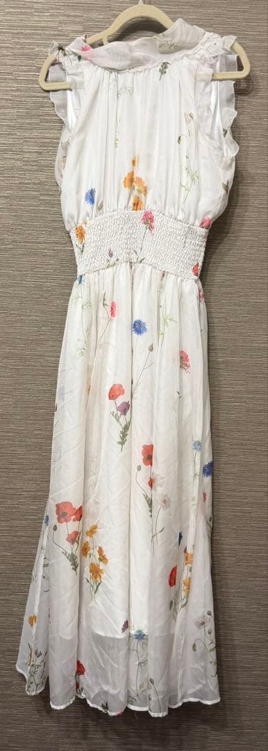 SNIDEL 花柄シフォンロングワンピース リボン付 サイズ0