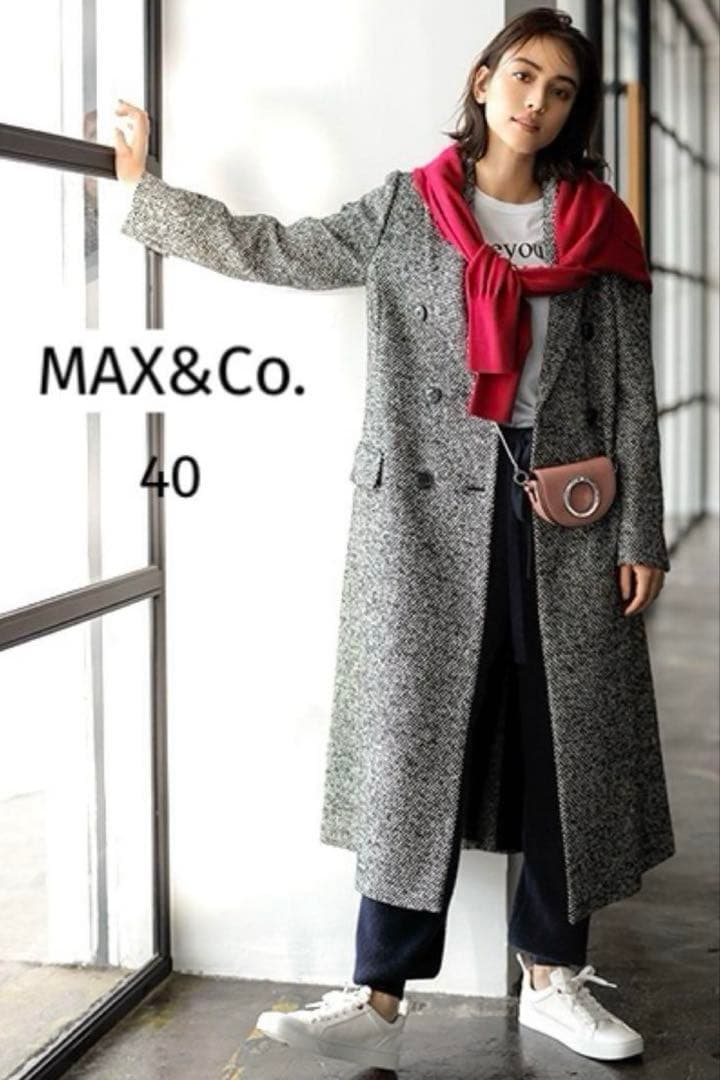 MAX&Co. ツィードダブルブレスト ロングチェスターコート 40