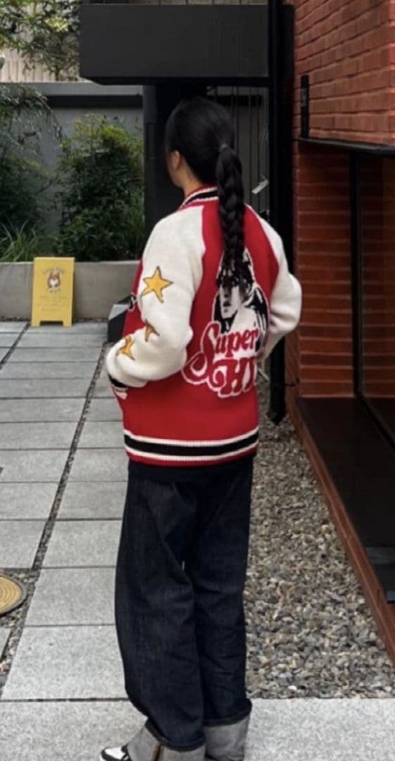 ⭐️HYS 星柄 ニット ジップジャケット ジャガード スタジャン風⭐️