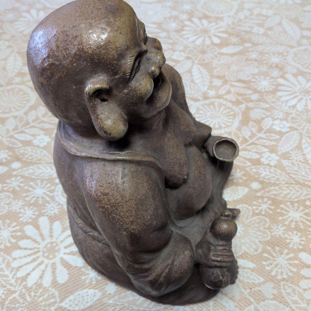 備前焼　布袋尊像　布袋様　七福神　置物　縁起物　 作陶印あります