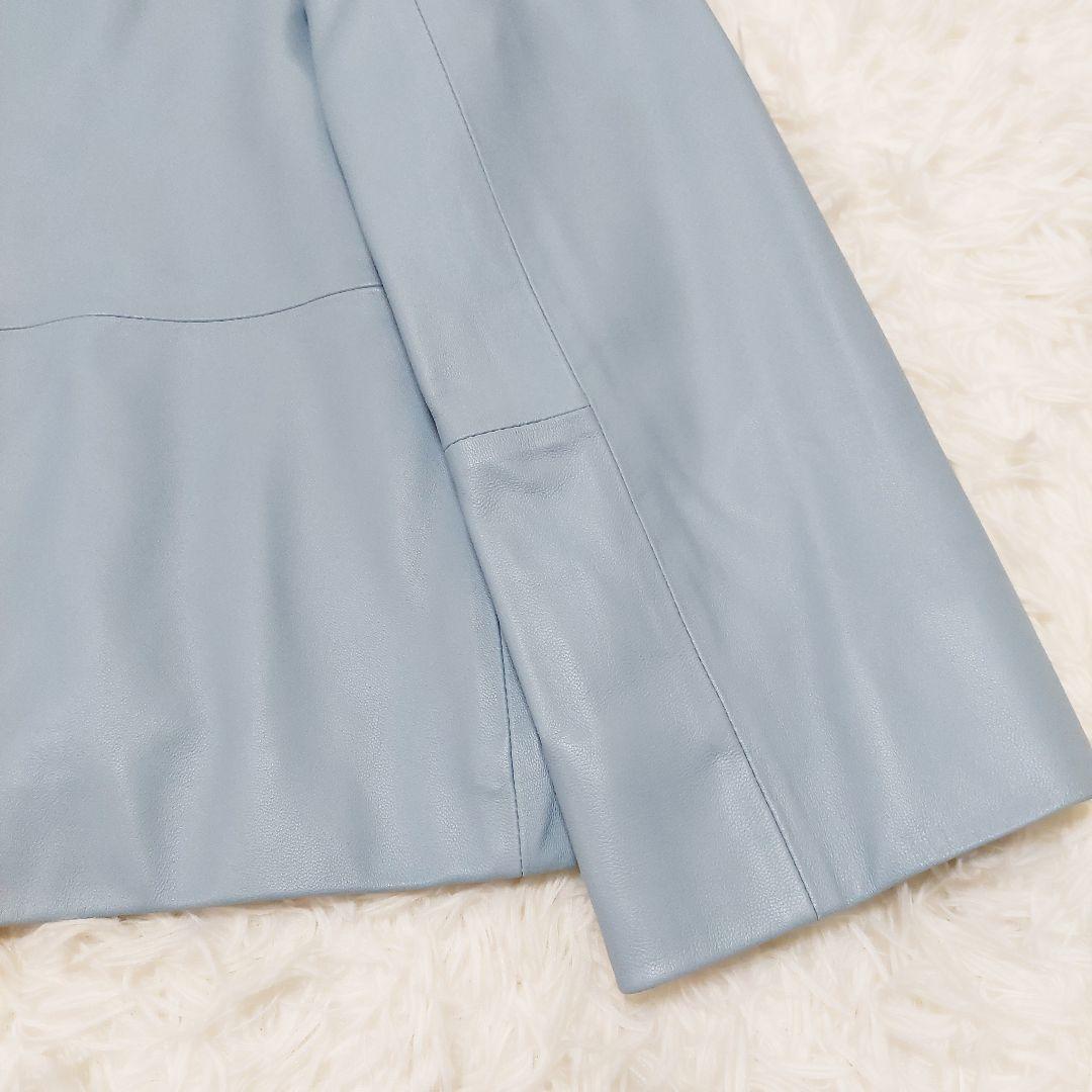 極美品 自由区 羊革 ラムレザー ノーカラージャケット 40