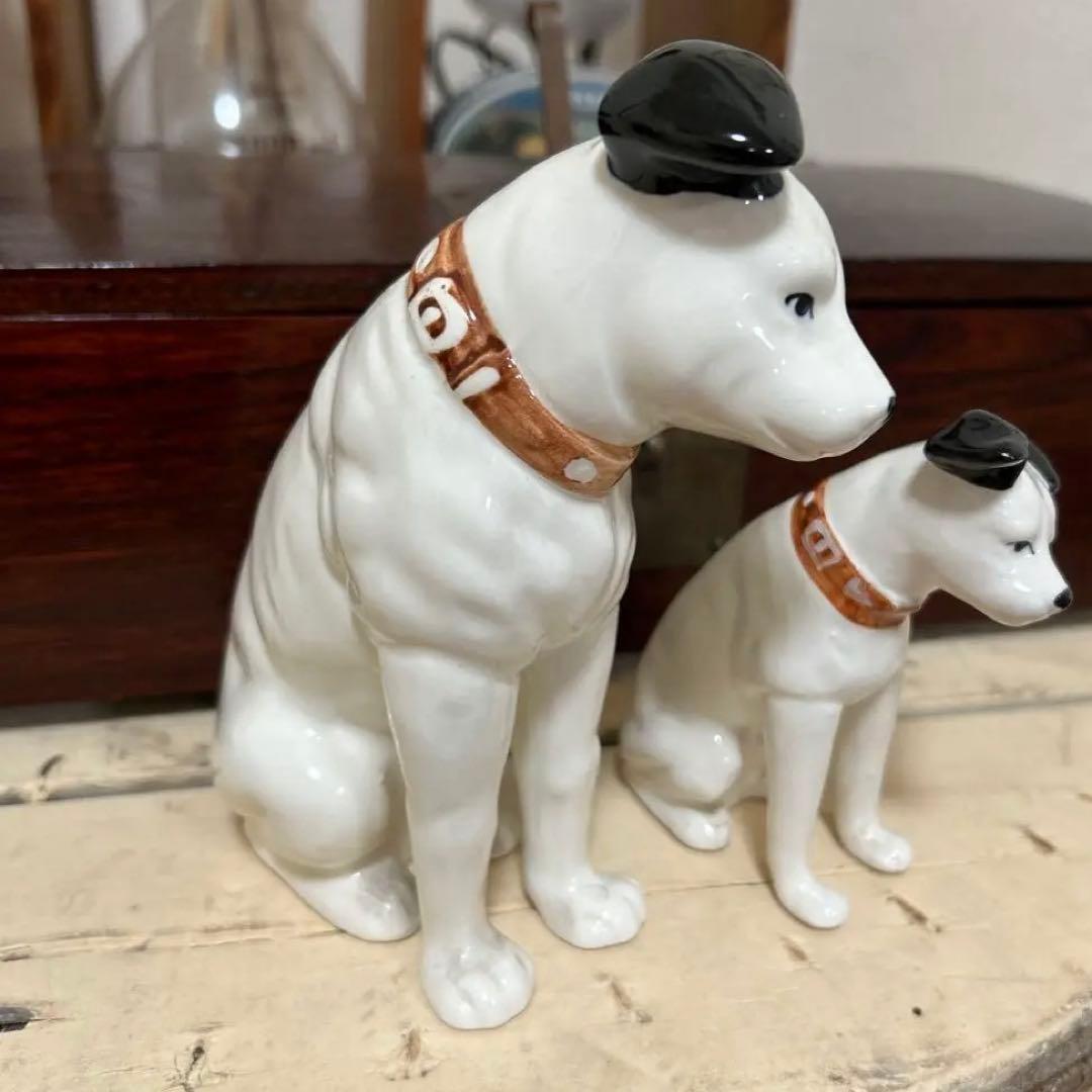 ビクター犬ニッパーくん　陶器　vintage 昭和ビンテージ2匹　マグカップ付き