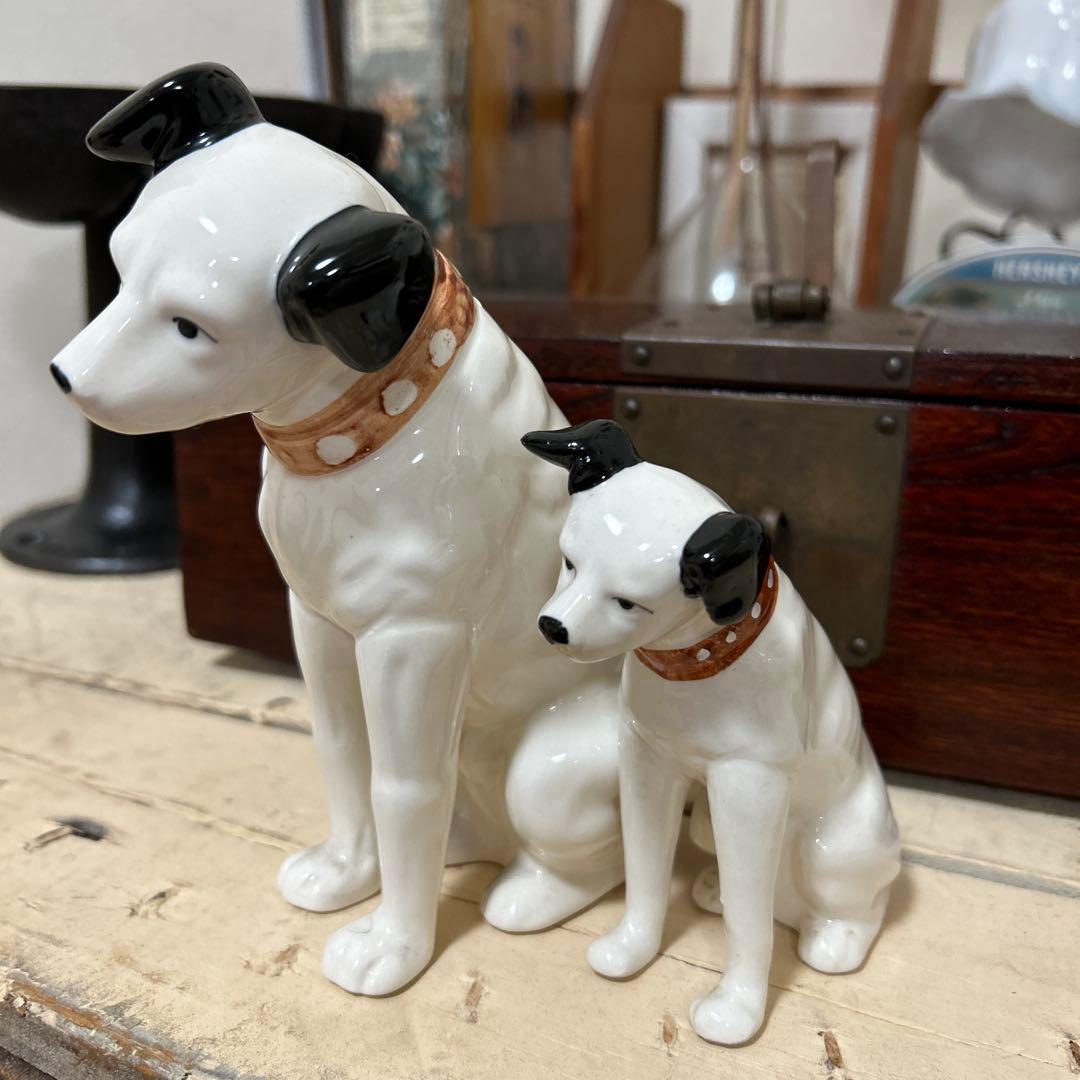 ビクター犬ニッパーくん　陶器　vintage 昭和ビンテージ2匹　マグカップ付き