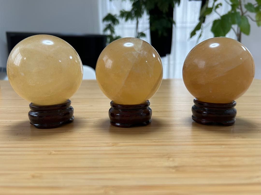 シトリン 水晶玉(7cm)3個セット