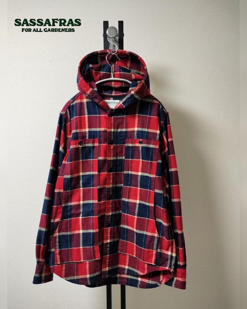 ササフラス/フーデッドフランネルシャツ/マッキーノクルーザーモデルマルチポケット