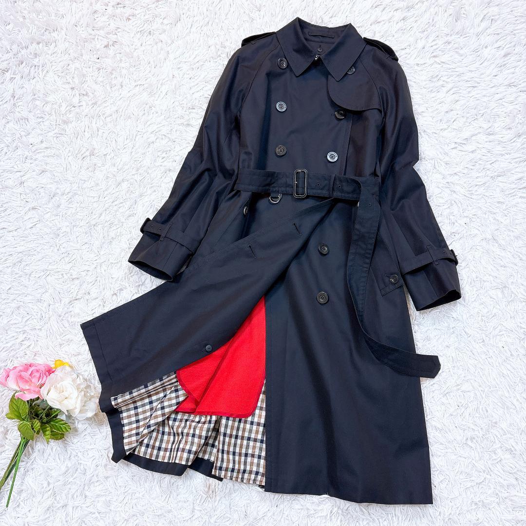 レアモデル【極美品】アクアスキュータム ロングトレンチコート 赤ライナー 希少8