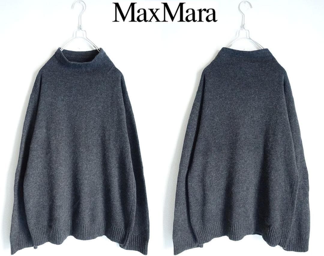 美品Max Maraマックスマーラ☆イタリア製 ウール混ハイネックニットLグレー