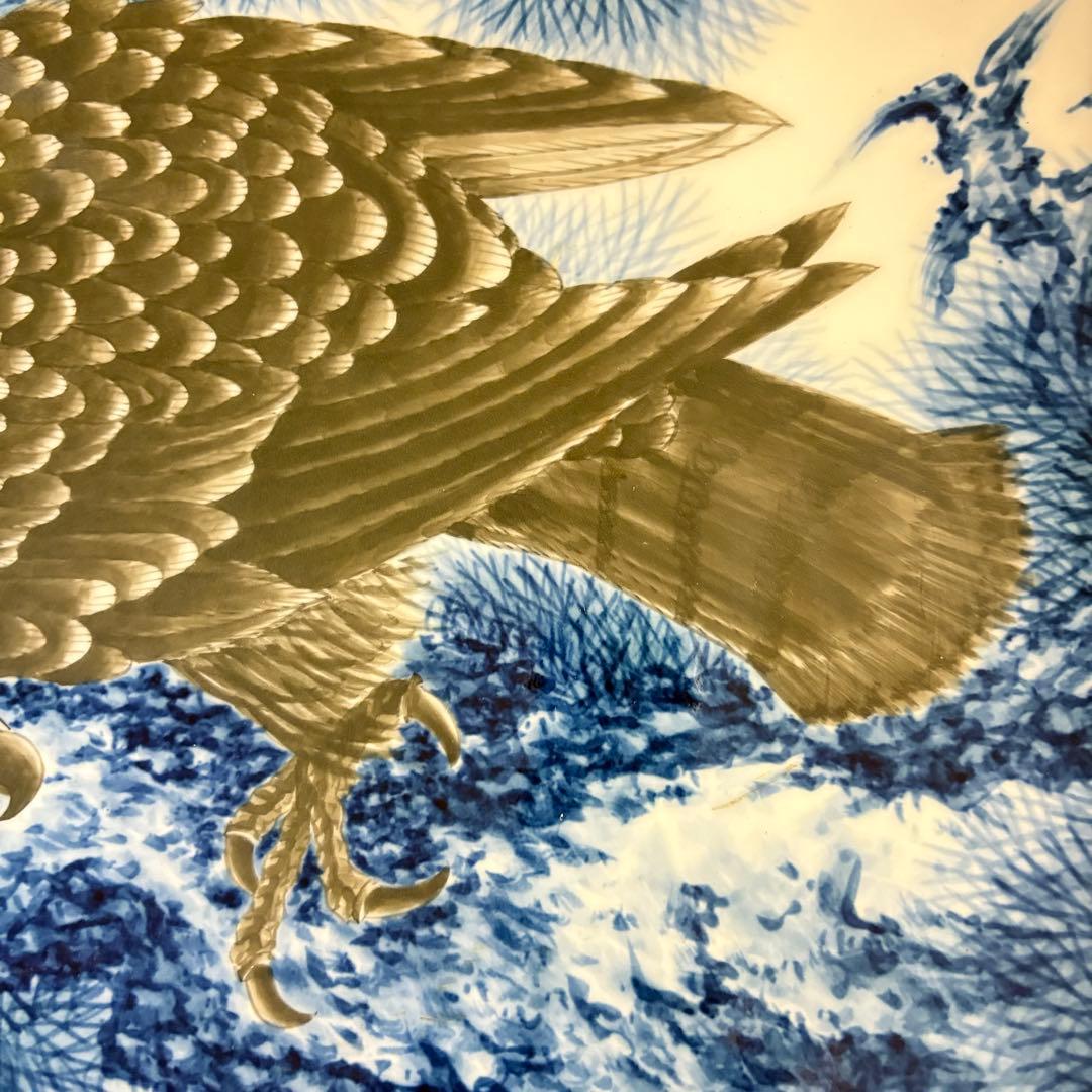 有田焼 真照 鷹 大皿 飾皿 時代 丸皿 骨董 陶磁 陶芸 古美術品