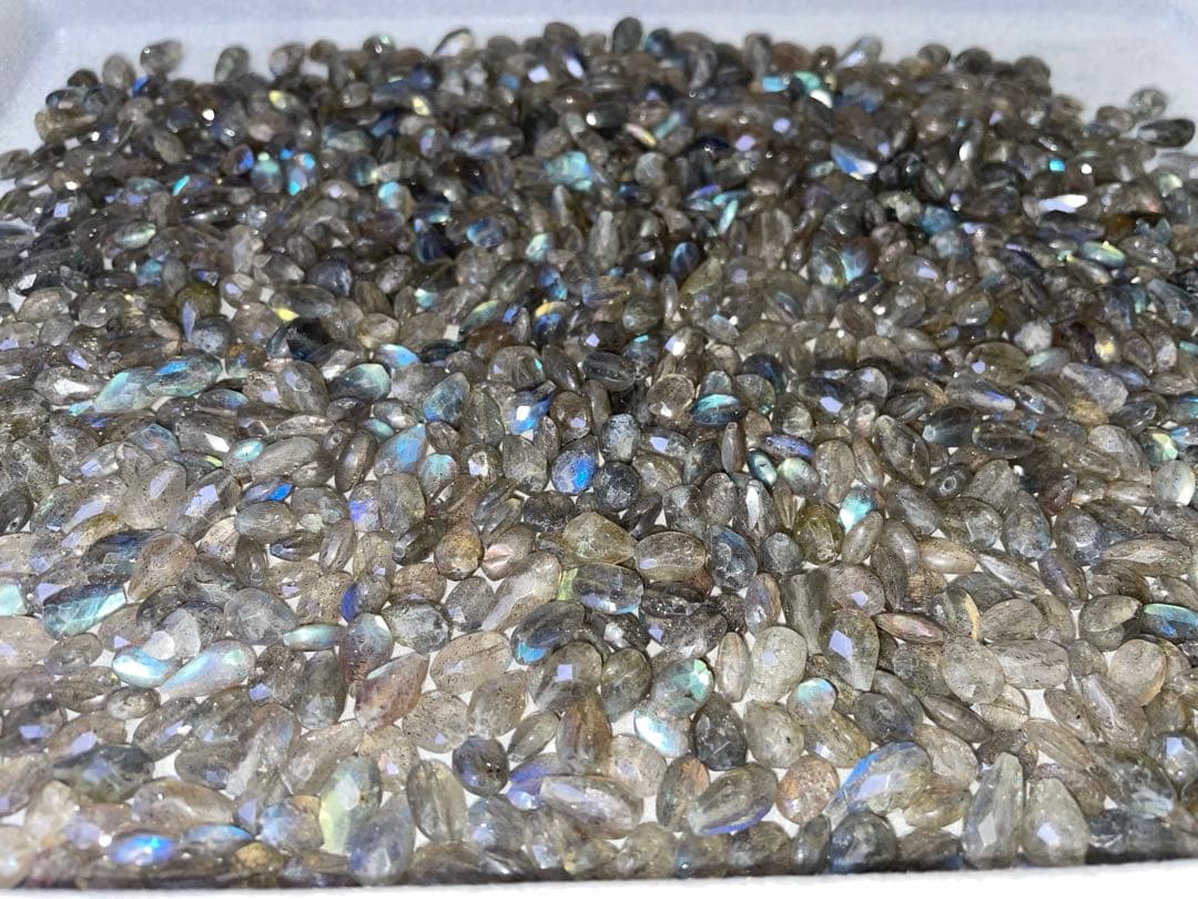 【約260g大容量高品質】ラブラドライト ペアシェイプ ファセットカット ルース