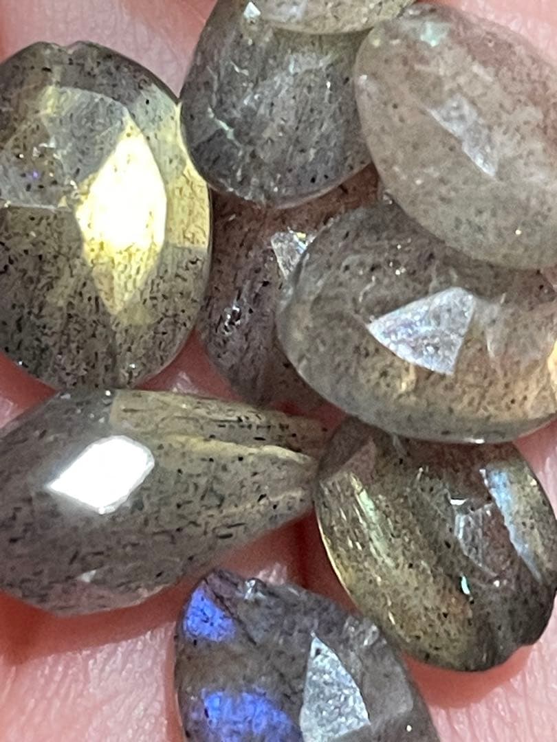 【約260g大容量高品質】ラブラドライト ペアシェイプ ファセットカット ルース