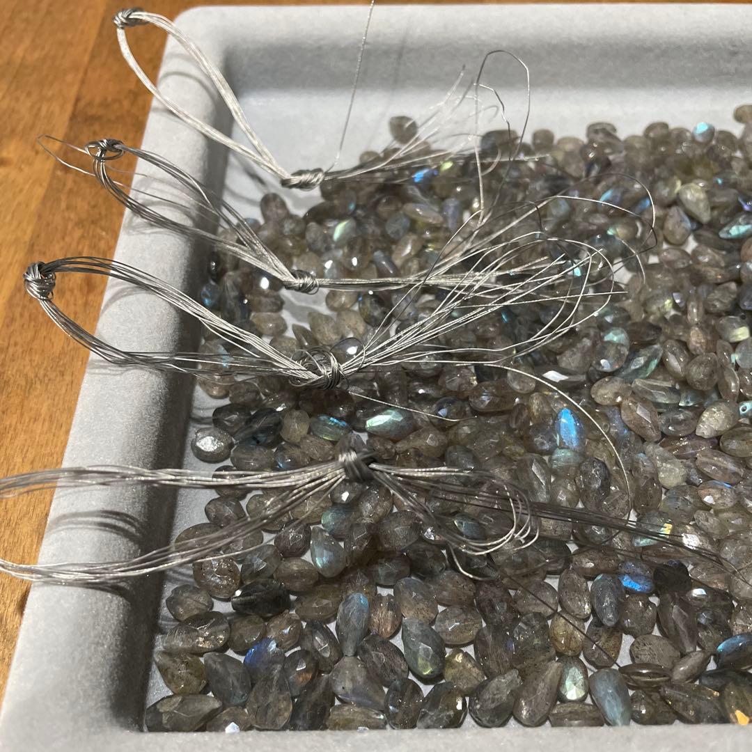 【約260g大容量高品質】ラブラドライト ペアシェイプ ファセットカット ルース