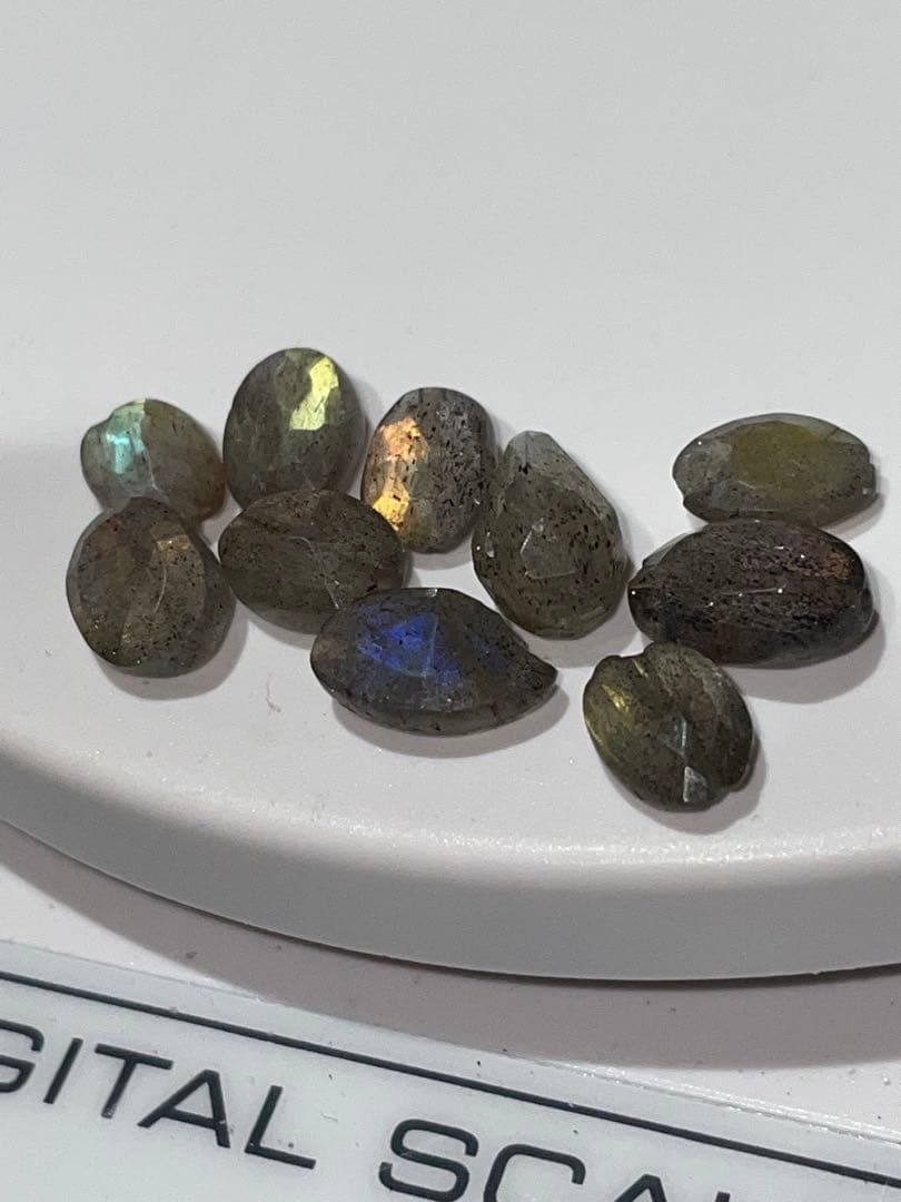 【約260g大容量高品質】ラブラドライト ペアシェイプ ファセットカット ルース