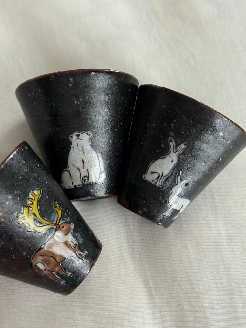 工房あめつち 茶杯 3個セット+おまけ豆皿 未使用品