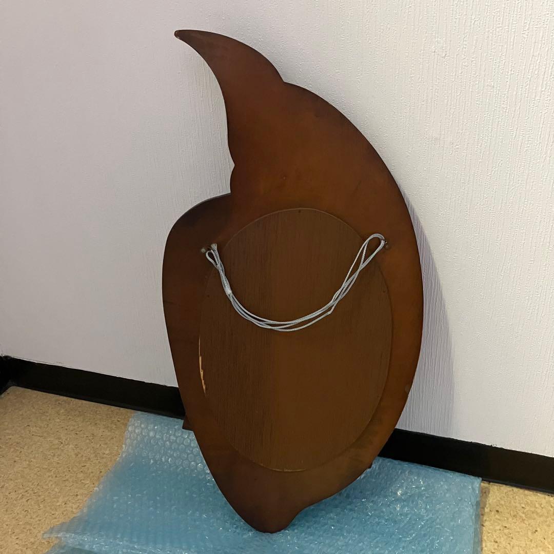 オウム型　壁掛け　木製　ミラー　鏡