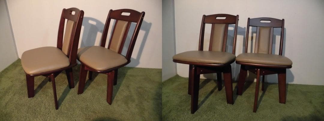 送料無料【限定品/新品】★高級回転ダイニングチェア2脚セットダークブラウン