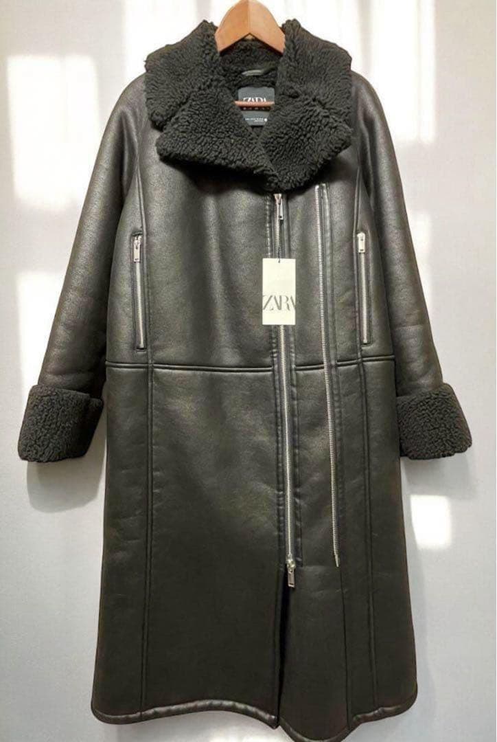 ZARA 定価22,990円 ダブルフェイス ロングライダースコート XS-S