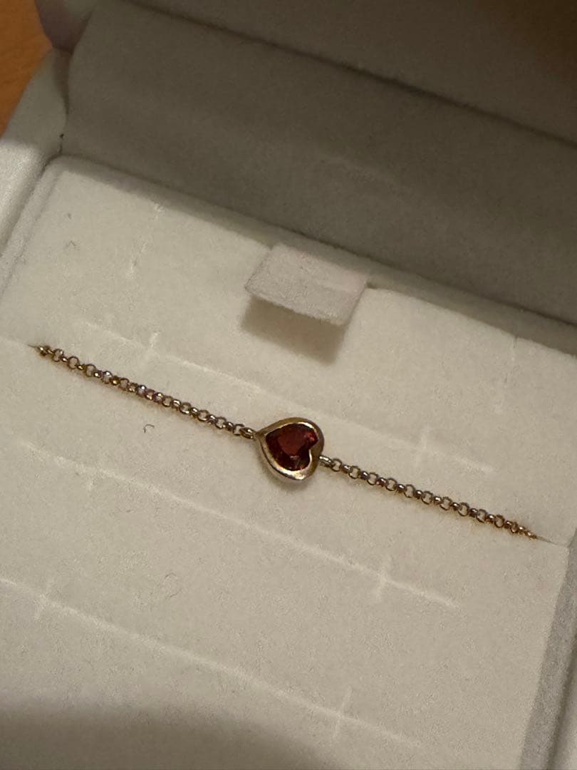 【試着のみ】4℃Tidal ハートガーネットブレスレット K10YG 16cm