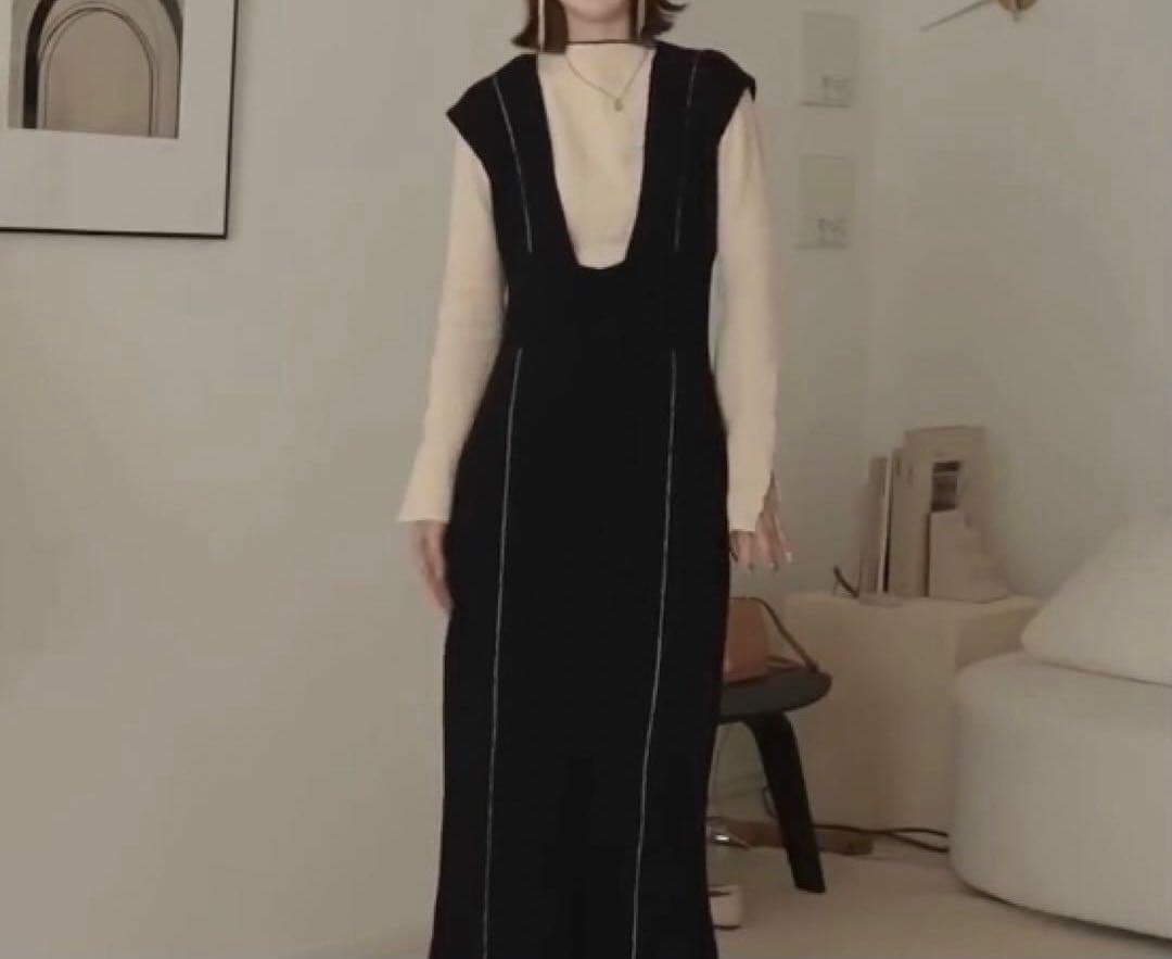 新品　Eaphi STRIPE CABLE KNIT ONE PIECE