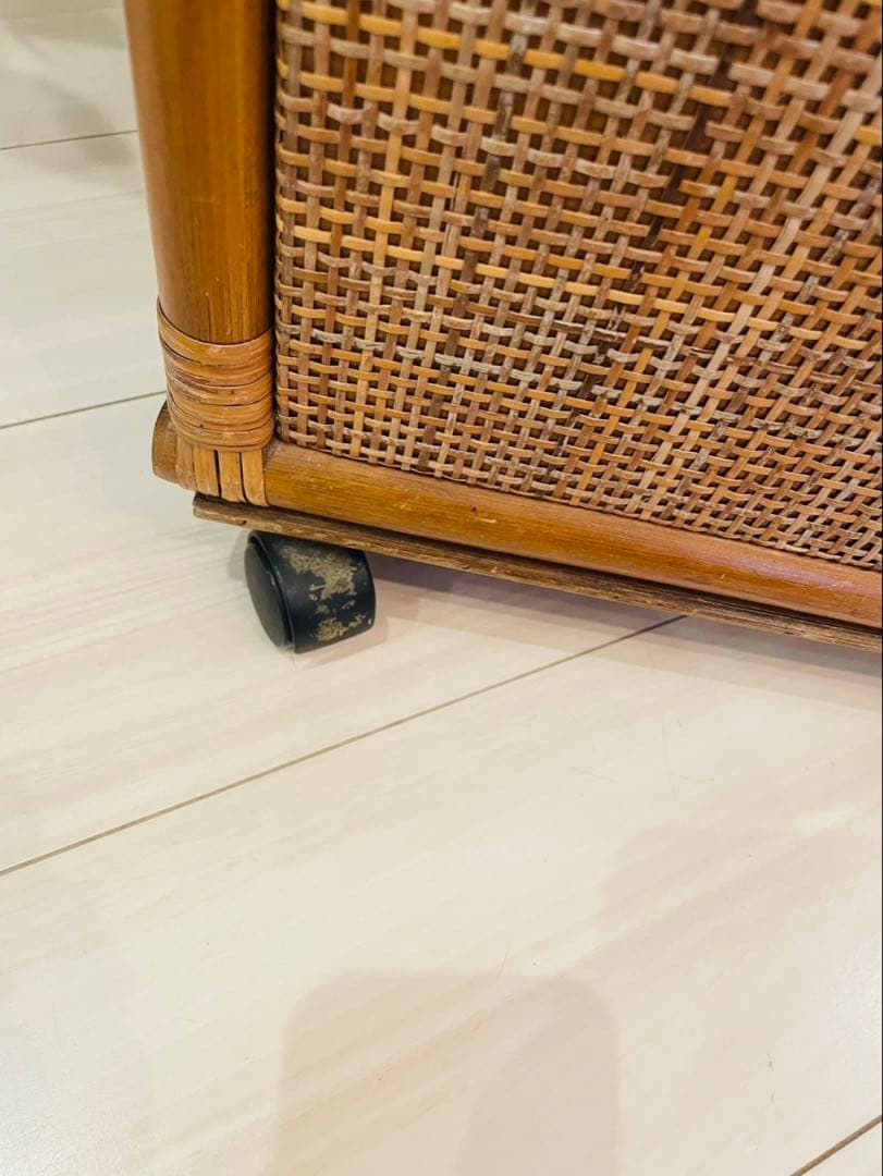 ヴィンテージ ラタン テレビラック 籐家具 収納 昭和レトロ