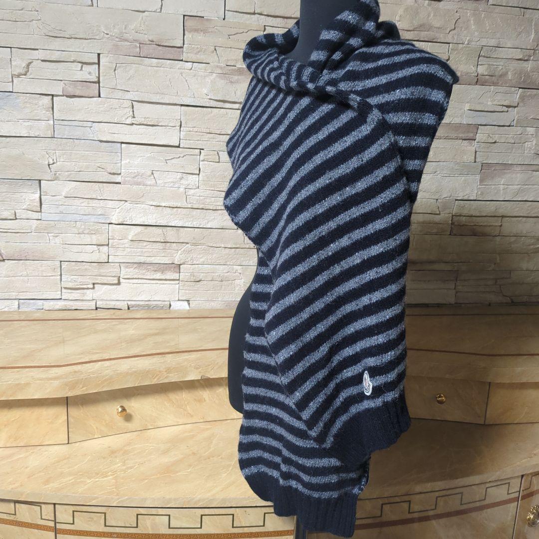 MONCLER ♡男女兼用ストライプマフラー ブラック/グレー