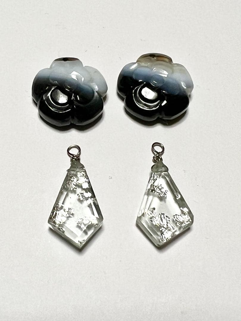 じばにゃん❤️ バンデットアゲート　カメリアカービング　14kgf ピアス