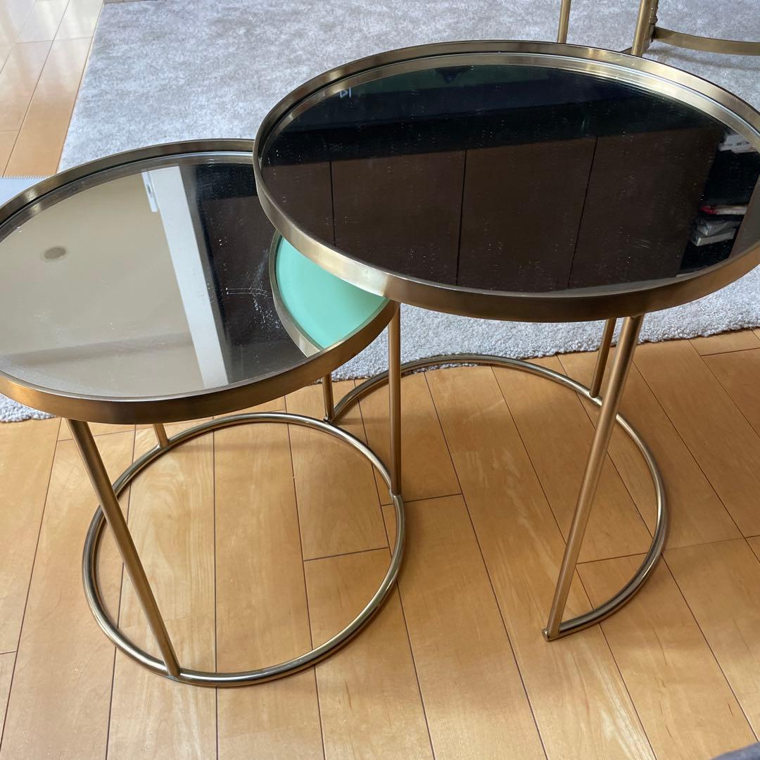ZARA  ガラステーブル サイドテーブル ゴールド ザラホーム ロー